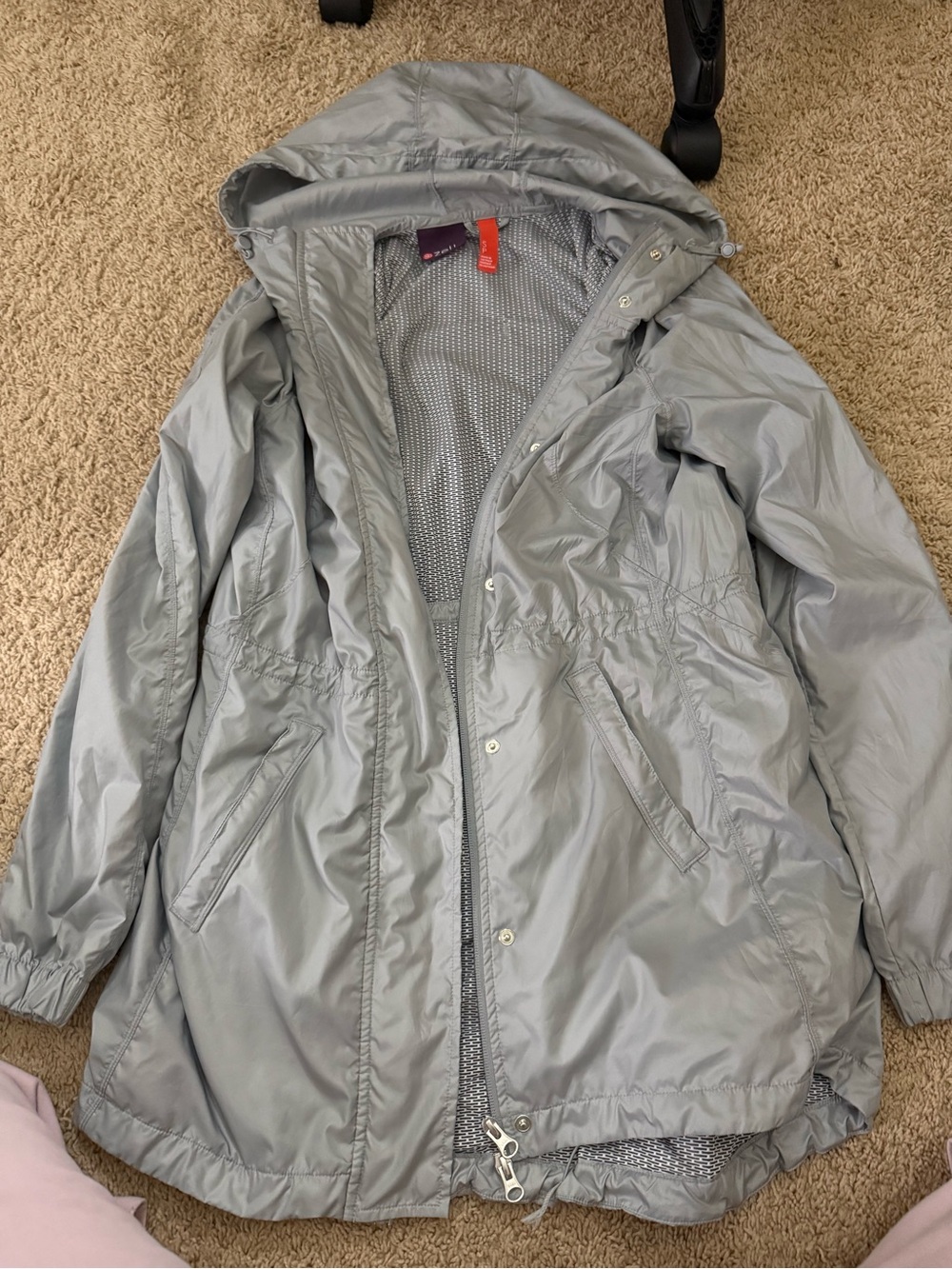 Zella Light Gray Hooded Packable Jacket